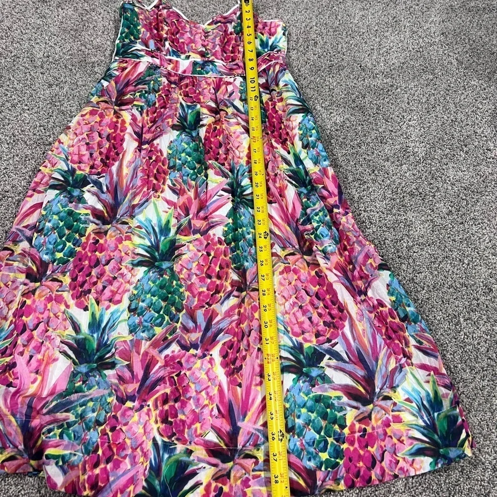 J.Crew Cotton Sleeveless Midi Dress Size 2T Ratti Pineapple Pink Tropical Preppy
